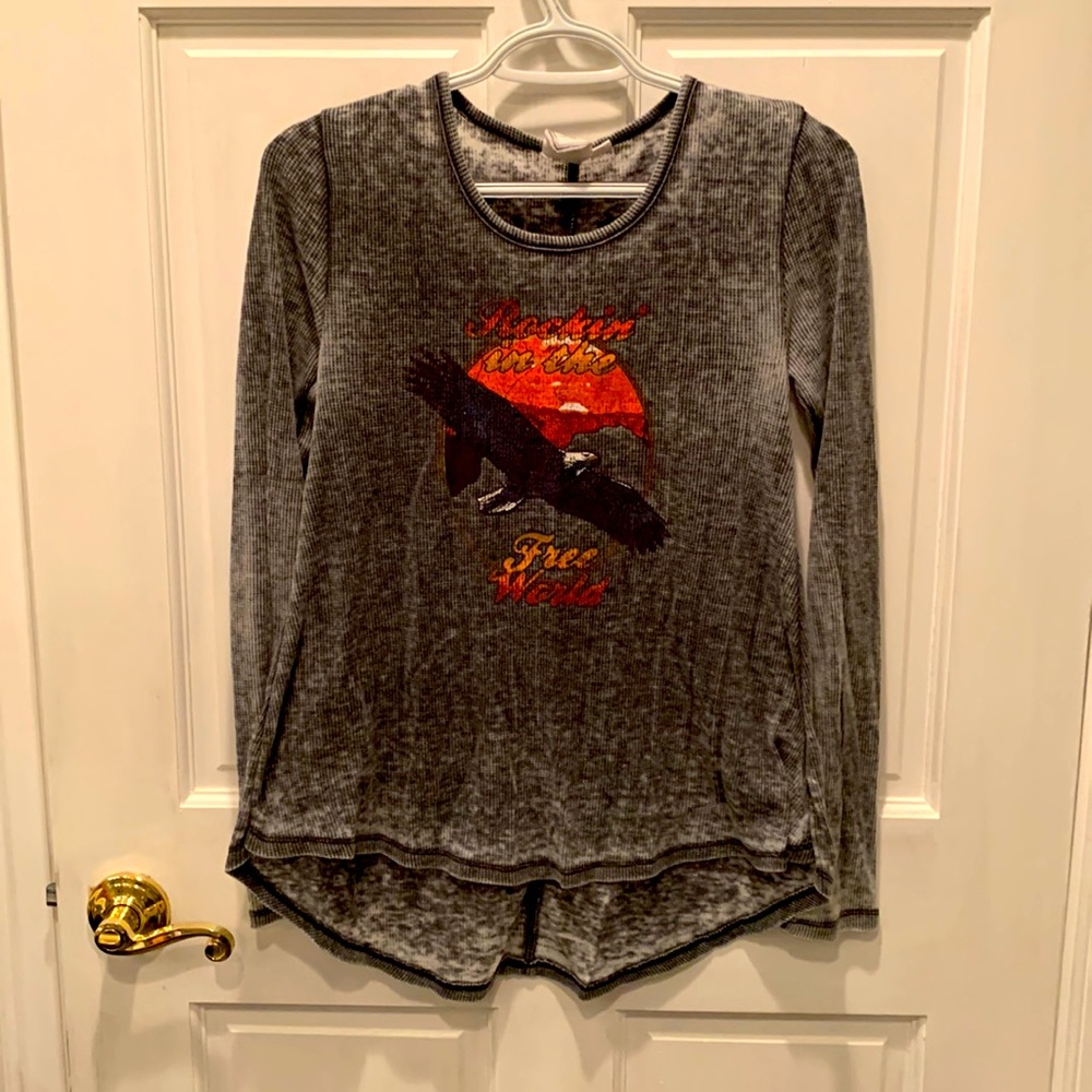 White Crow (purchased from Sundance) waffle knit graphic long sleeve t-shirt